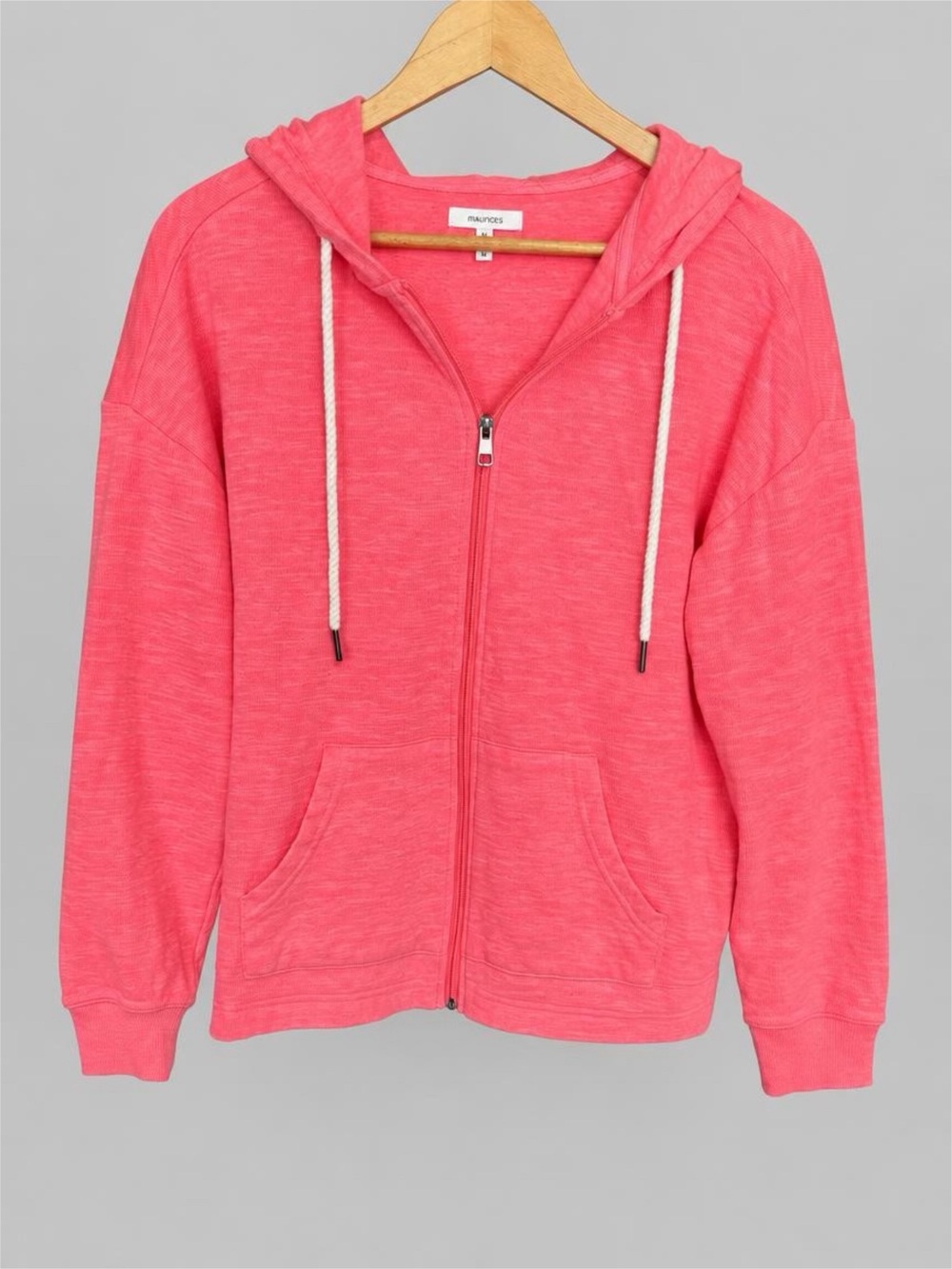Maurices Bright Coral Pink Zip-Up Hoodie - L